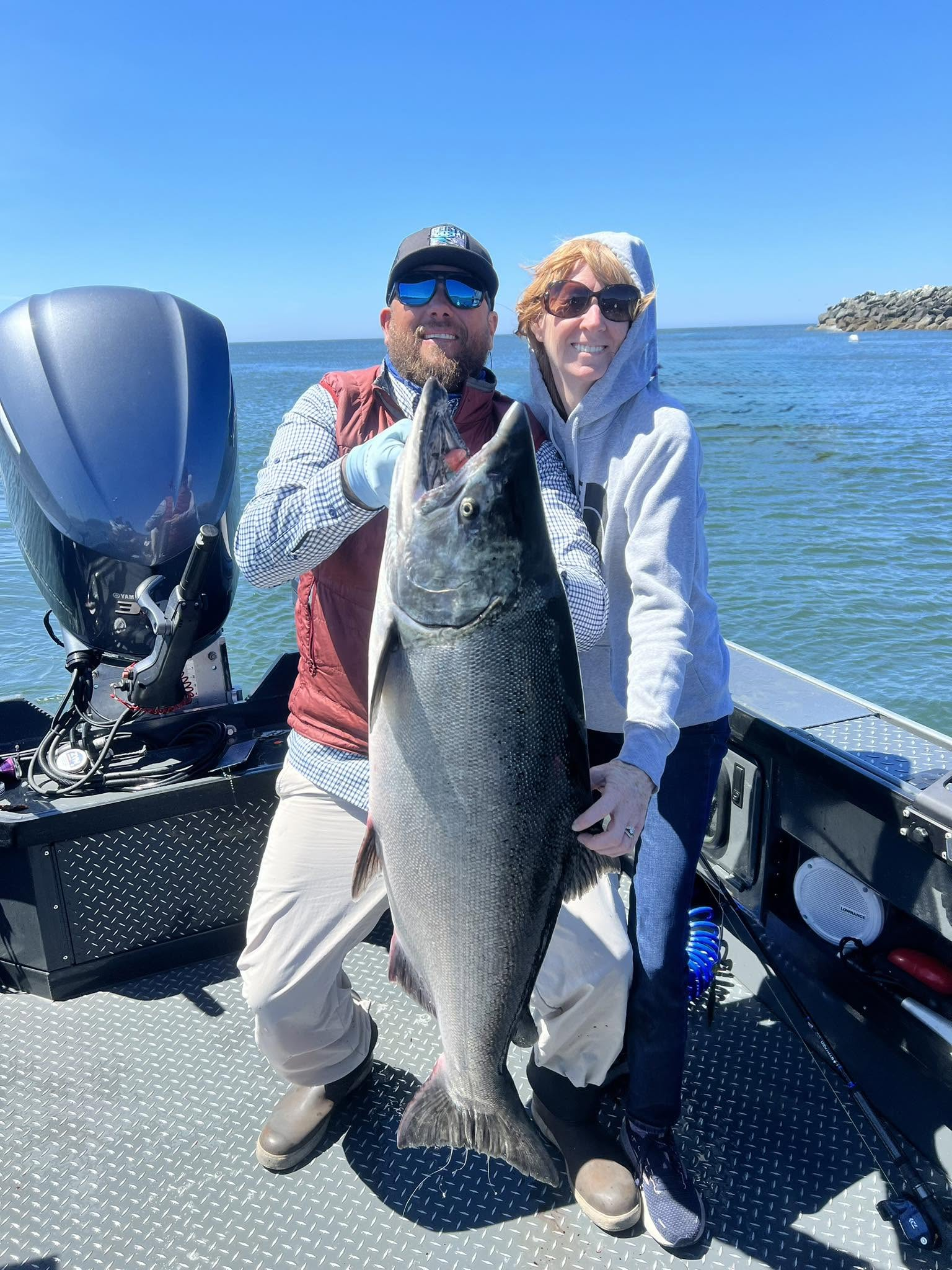 Scott Feist and a guest with a large Gold Beach King salmon