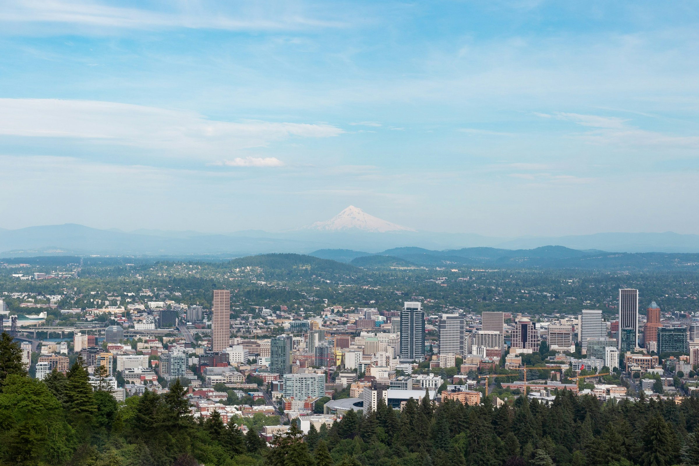 Portland skyline with Mount Hood in the distance